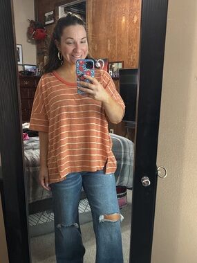 Hailey & co orange and white stripped top